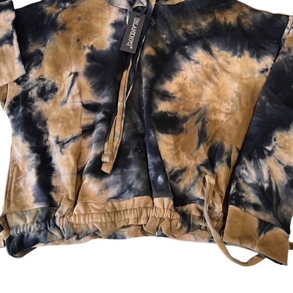 Blank NYC Blue and Brown Tie Dye Drawstring Hoodie Pullover Size M NWT - Picture 13 of 15